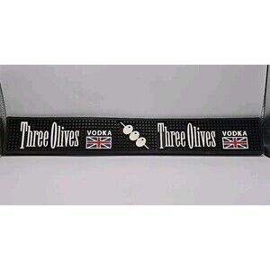 Three Olives Vodka Black Rubber Bar Rail Mat 23.5" x 3.5" NICE